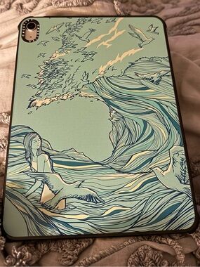 Casetify Seaside bird Wave Art Panel - Teal Blue Decorative Print I pad air case